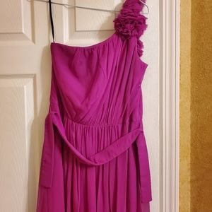 Single ruffle strap cocktail gown